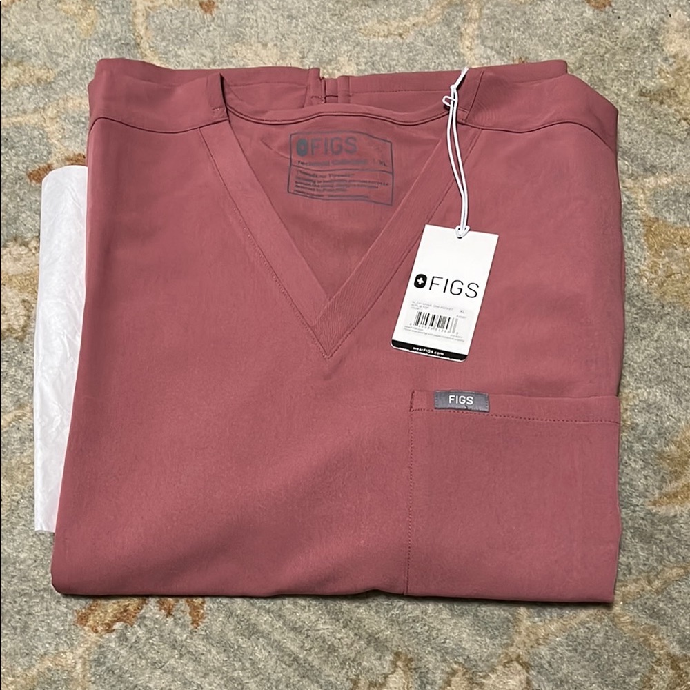 Figs Mauve Catarina One Pocket Scrub Top, XL, NEW with tags